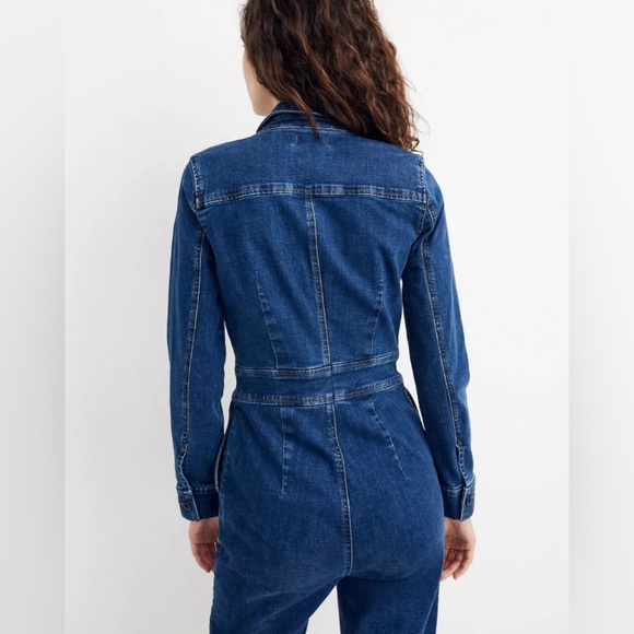 Madewell Denim Jumpsuit Womens Romper Straight Long Sleeve Stanwick Wash M Jean - Picture 2 of 15